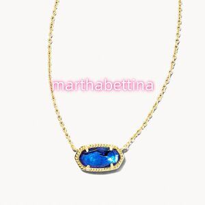 Elisa Gold Pendant Necklace in Navy Abalone